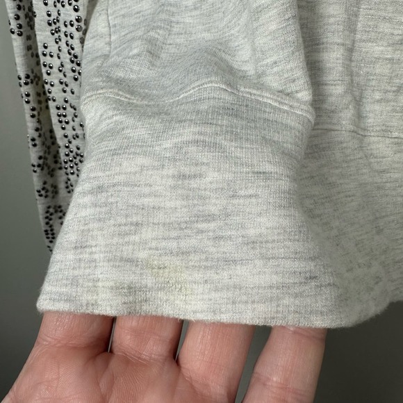 Monrow Small Gray Silver Metallic Embellished Studded Pullover Sweatshirt - Picture 5 of 5